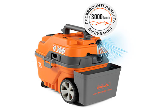 Функция обратного выдувания 3000 л/мин позволяет очистить рабочее место от опилок и стружки, сдуть листву с дорожек или прочистить водосток или канализацию.